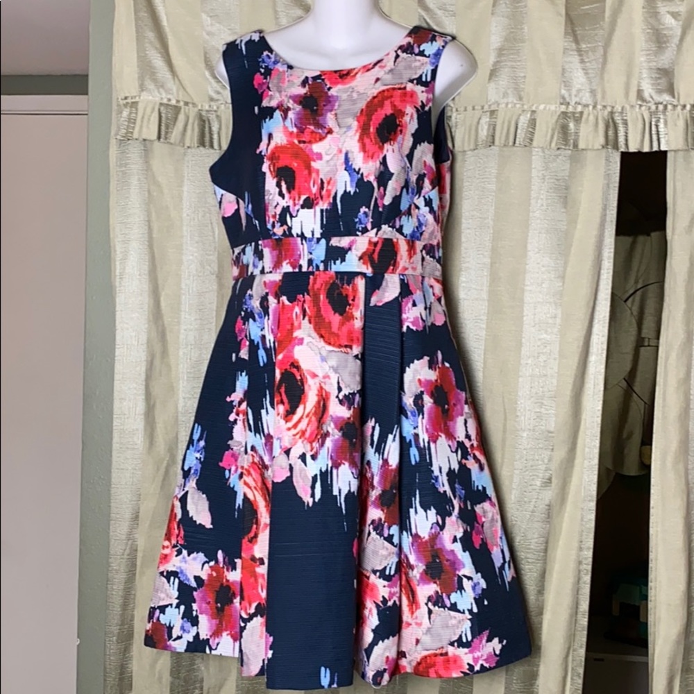 Kate Spade navy floral, fit & flare, size 8-10